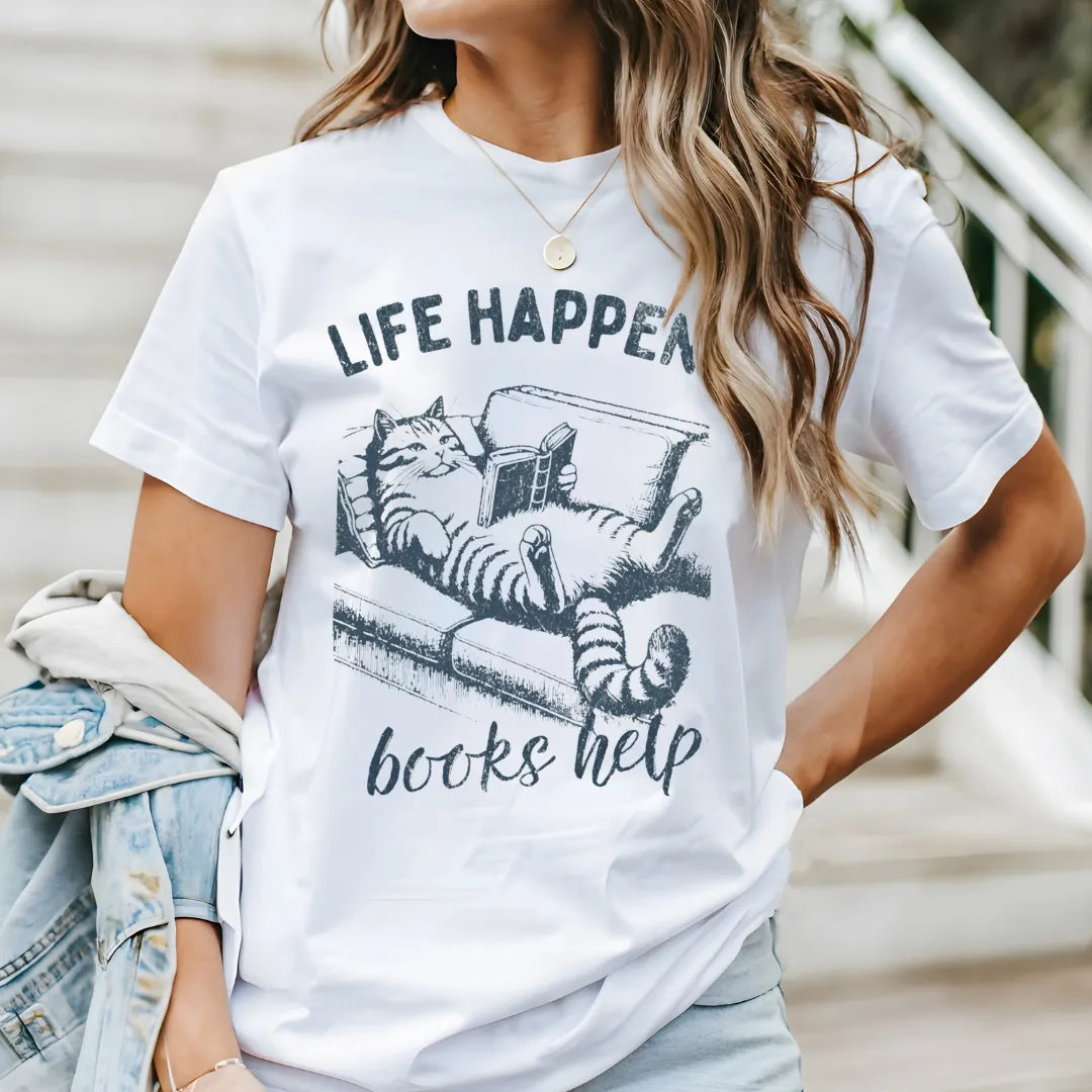 funny reading cat shirt for introverts