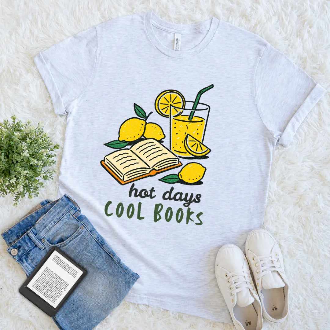 summer book lover shirt with lemonade