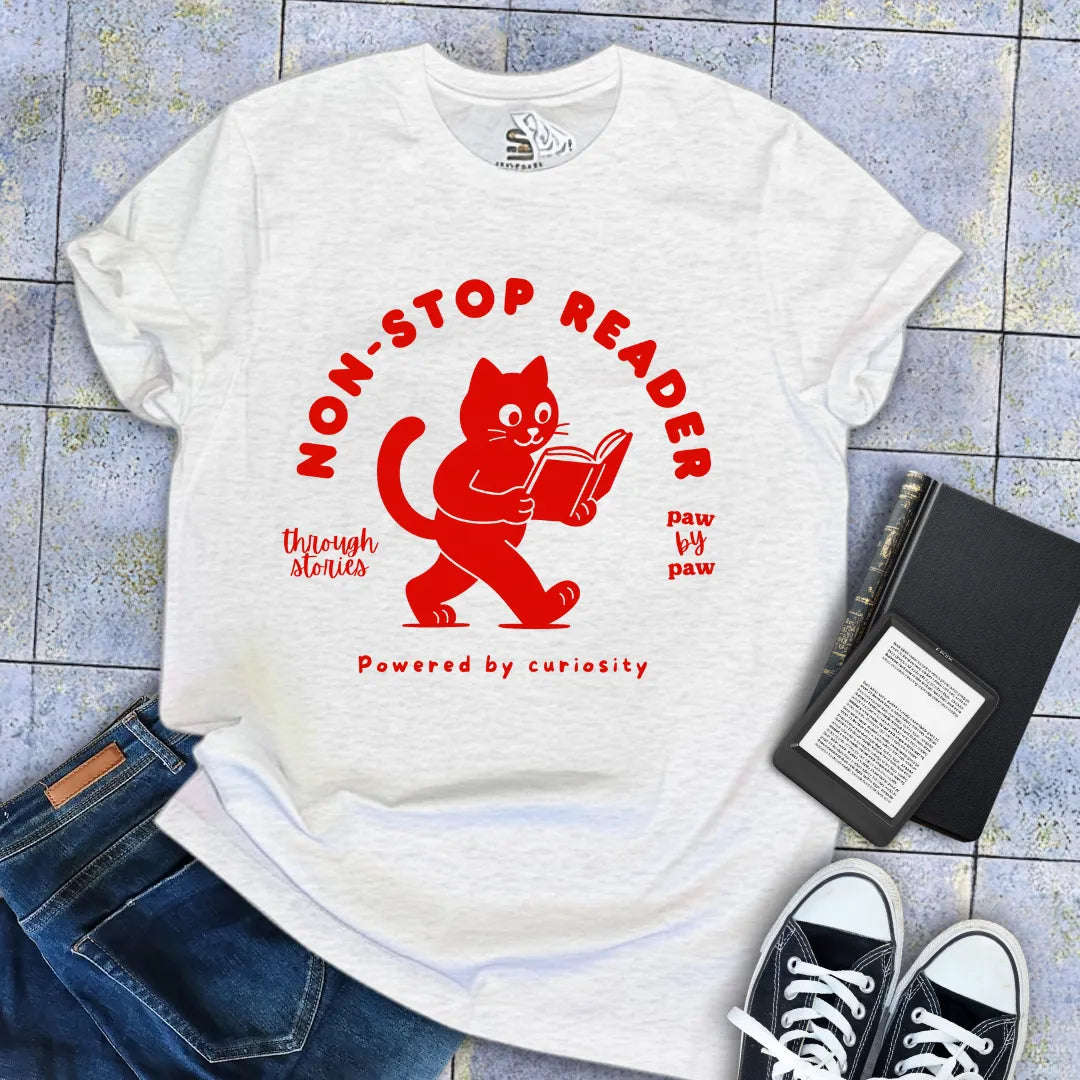 funny literary introvert tee with cute kitty design