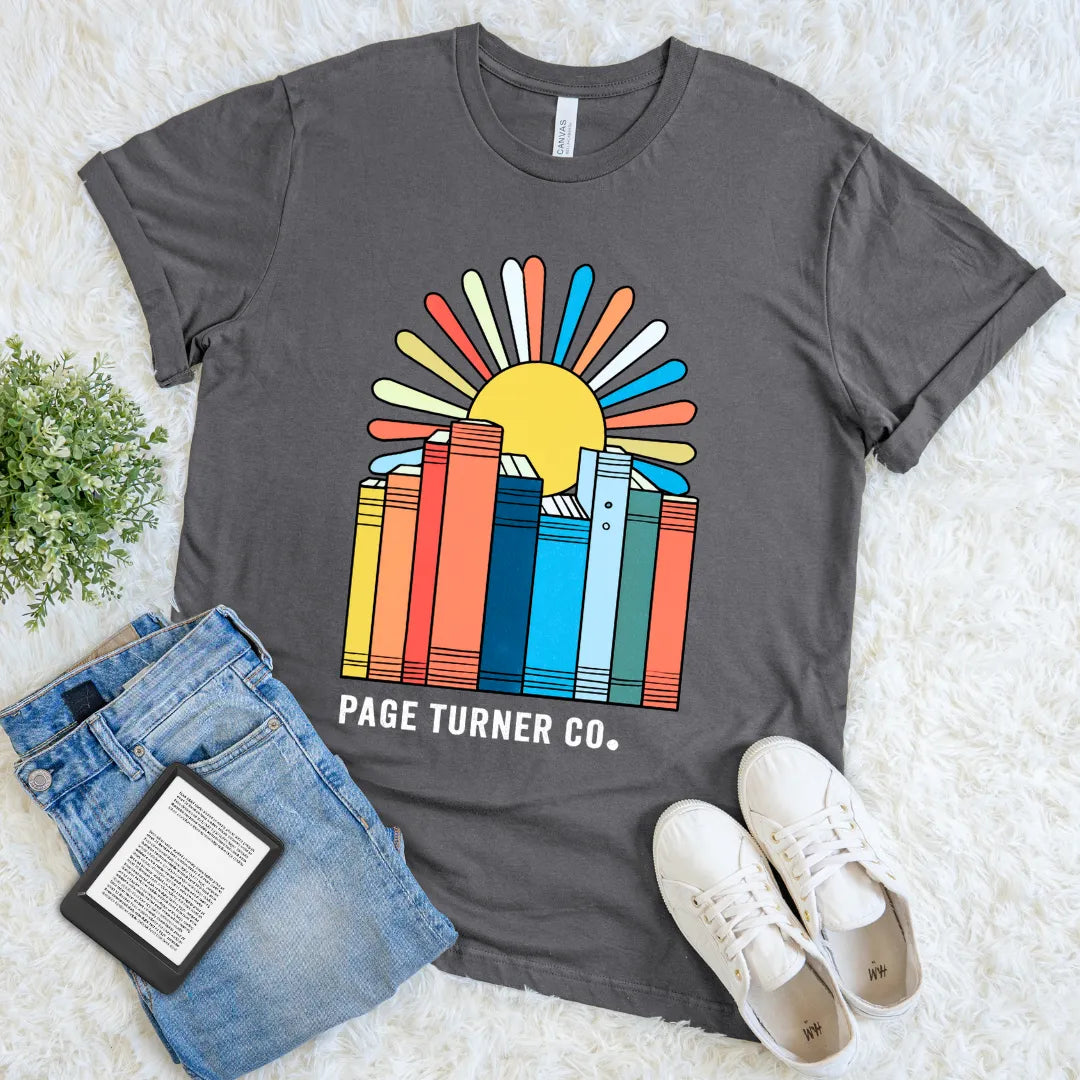 Colorful graphic T-shirt for readers who love retro vibes