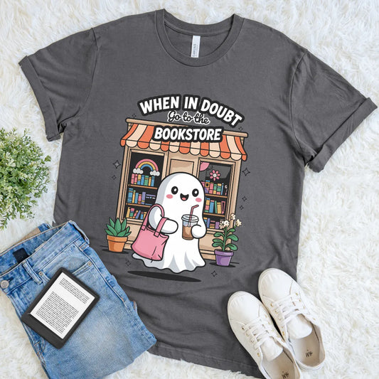 cute ghost bookstore shirt for introverts