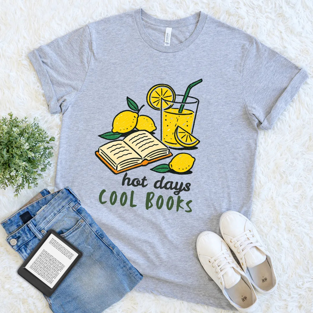 summer book lover shirt with lemonade