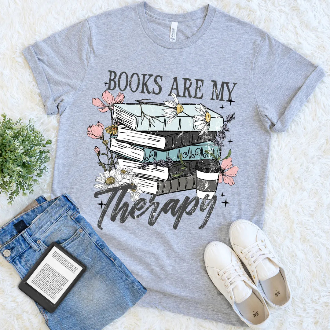 floral book therapy shirt