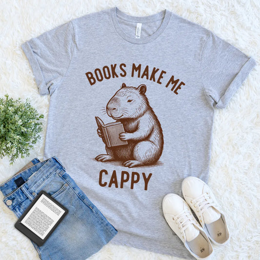 funny capybara reading book t-shirt