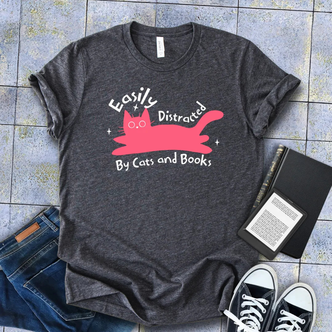 funny cat and book reading shirt