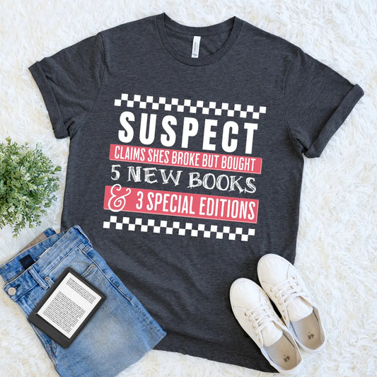 special edition book addict tee with checkered style