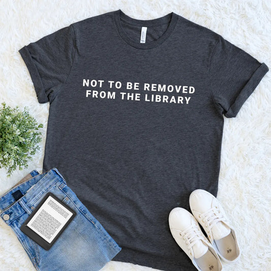Reader aesthetic tee inspired by vintage library stamps in dark grey heather