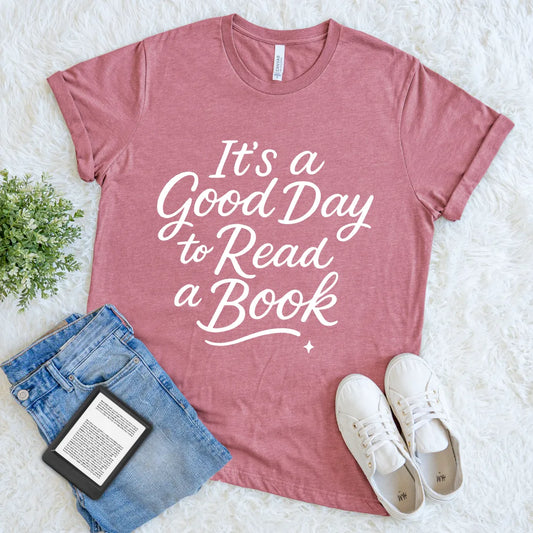 Mauve pInk classic book lover shirt with calligraphy-style print