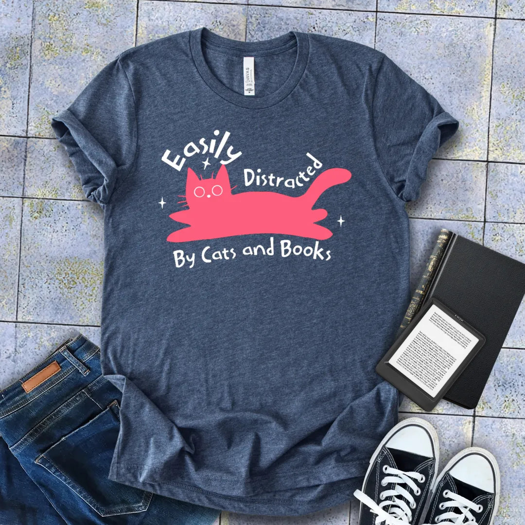 quirky pink cat tee for introverted readers