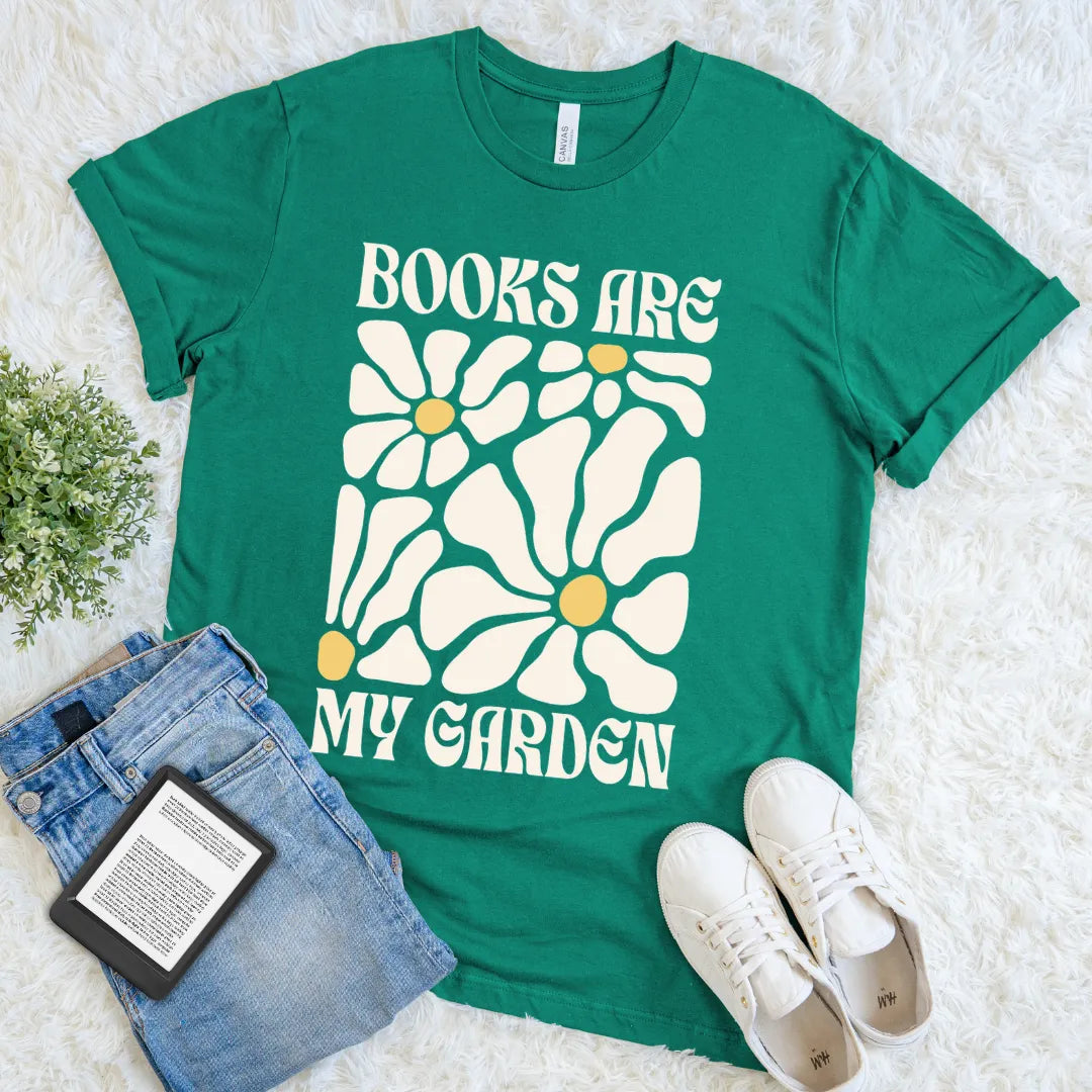 green reading t-shirt for introverts and plant lovers