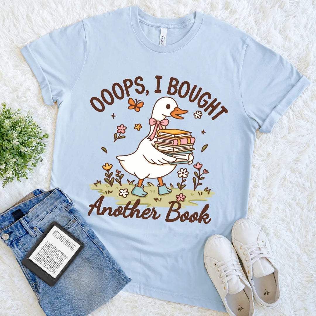 light blue funny silly goose book lover shirt