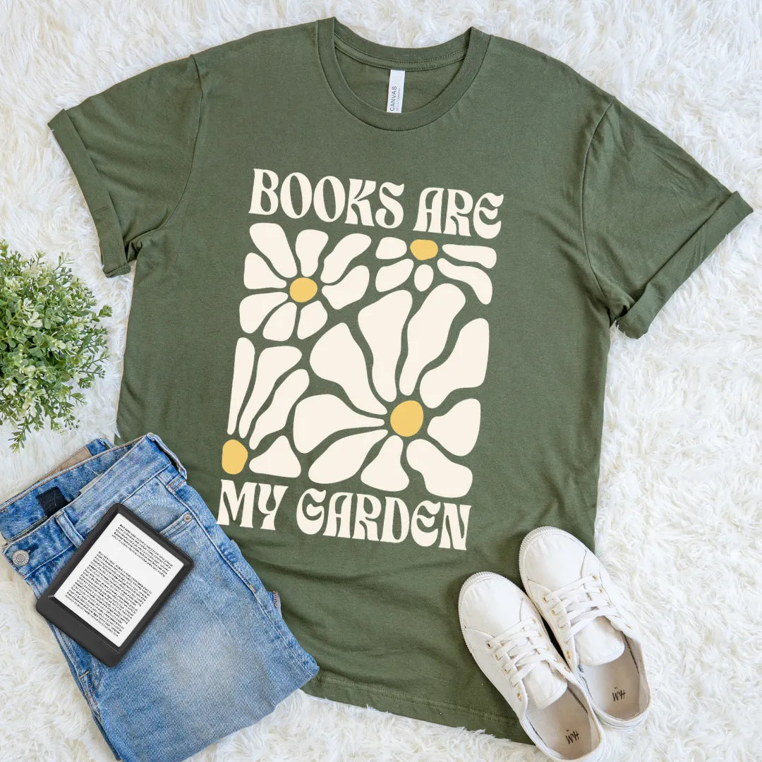 green reading t-shirt for introverts and plant lovers