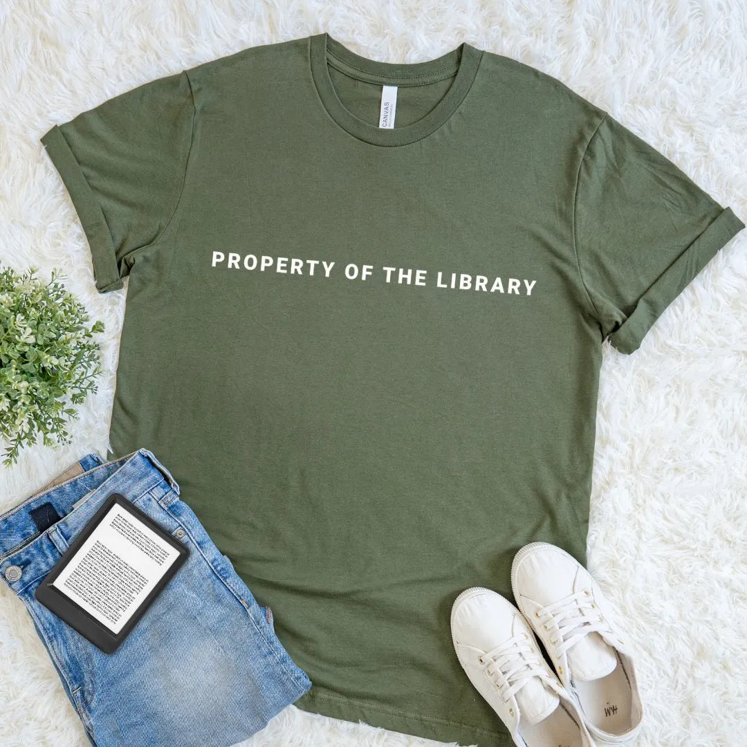 Librarian Graphic T-shirt - Property of the Library Minimalist Book Lover Shirt