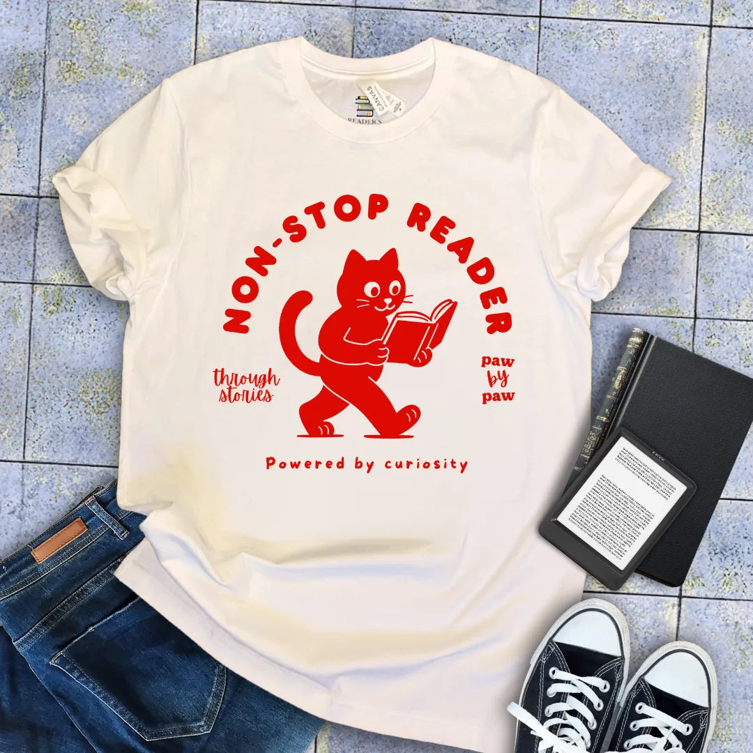 funny literary introvert tee with cute kitty design
