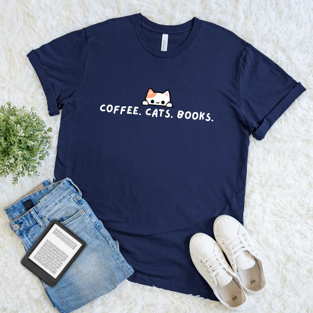 Navy t-shirt with simple aesthetic design with cozy introvert vibes