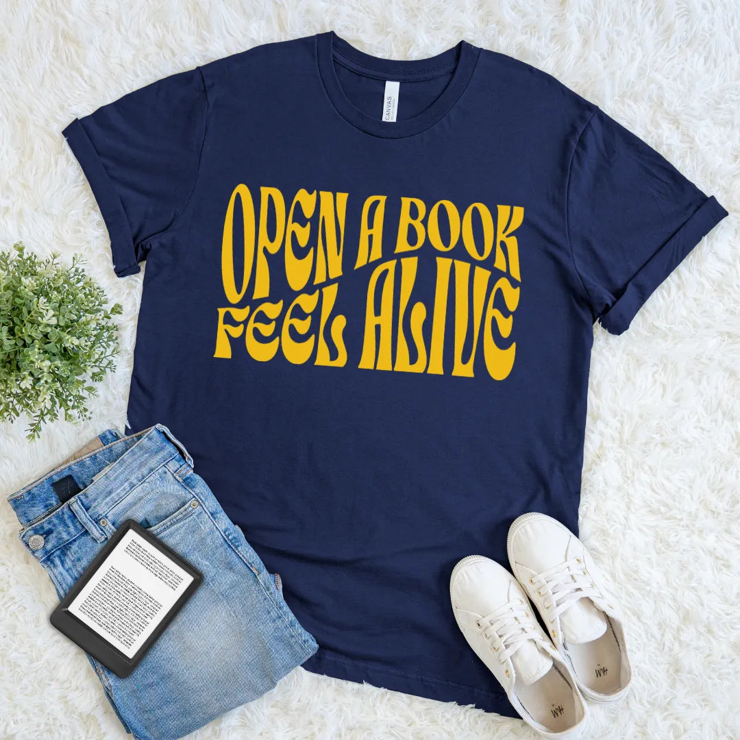 retro typography reading shirt – open a book tee