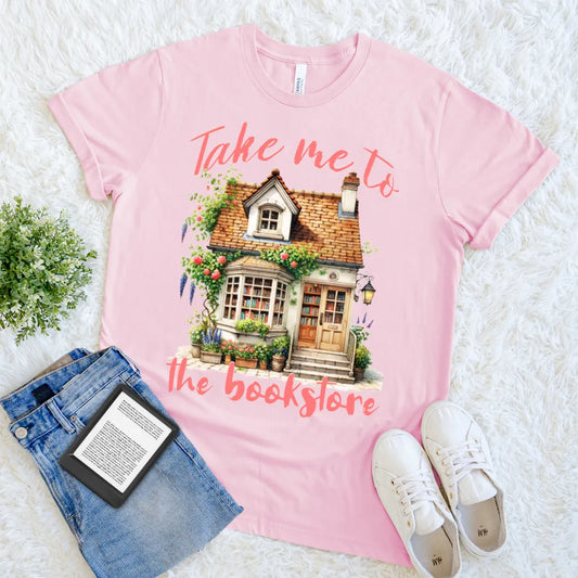 take me to the bookstore vintage cottagecore floral tee
