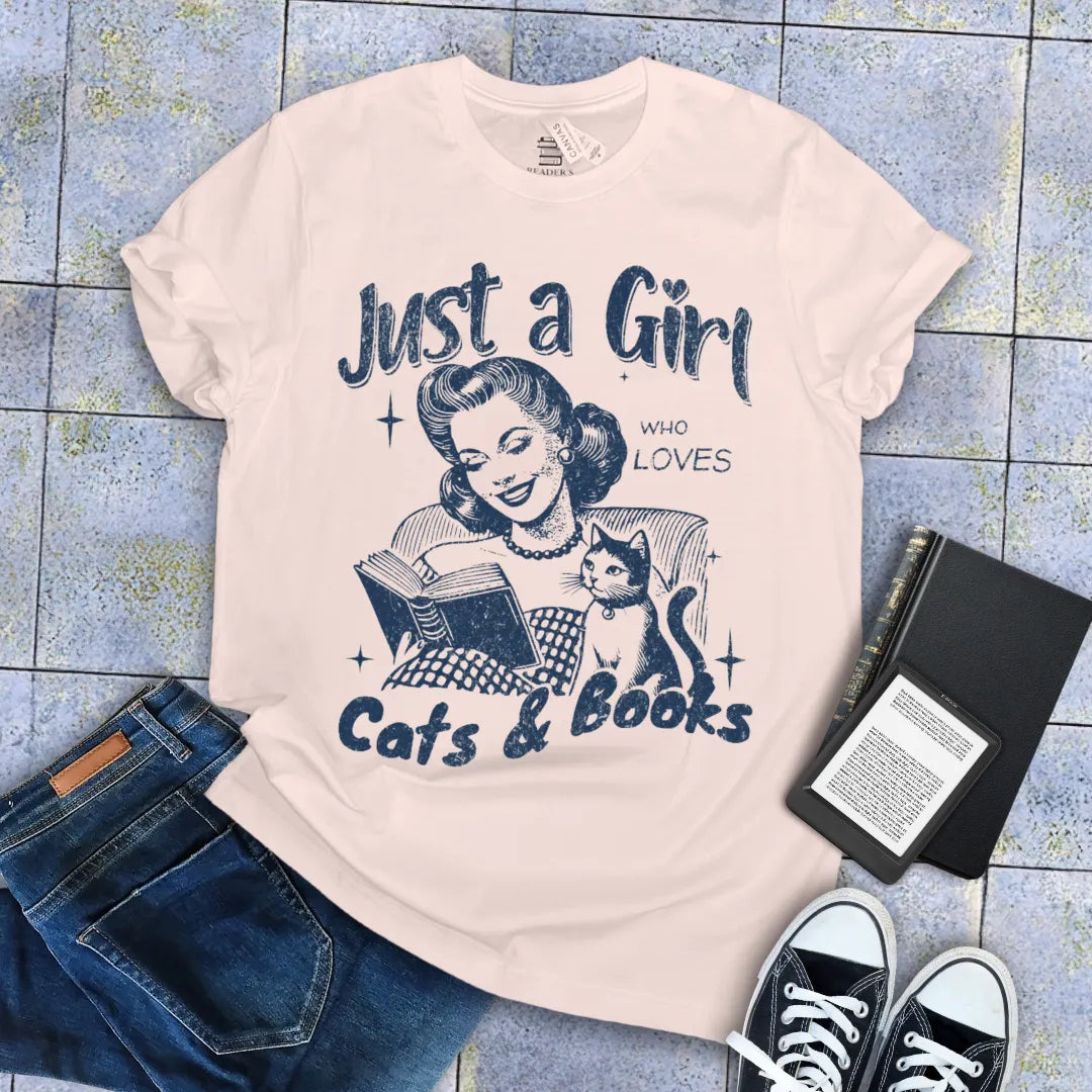 Bella+Canvas tee for cat lovers and bookworms