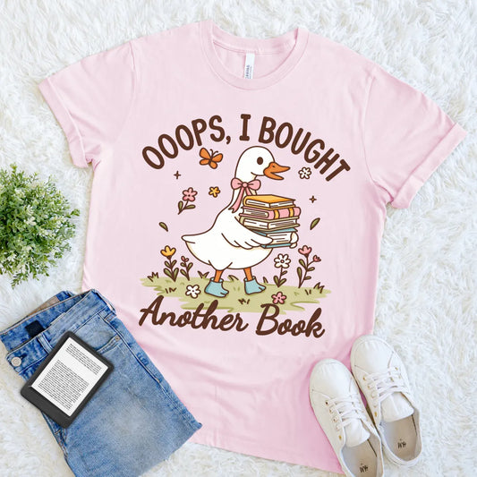 pink funny silly goose book lover shirt