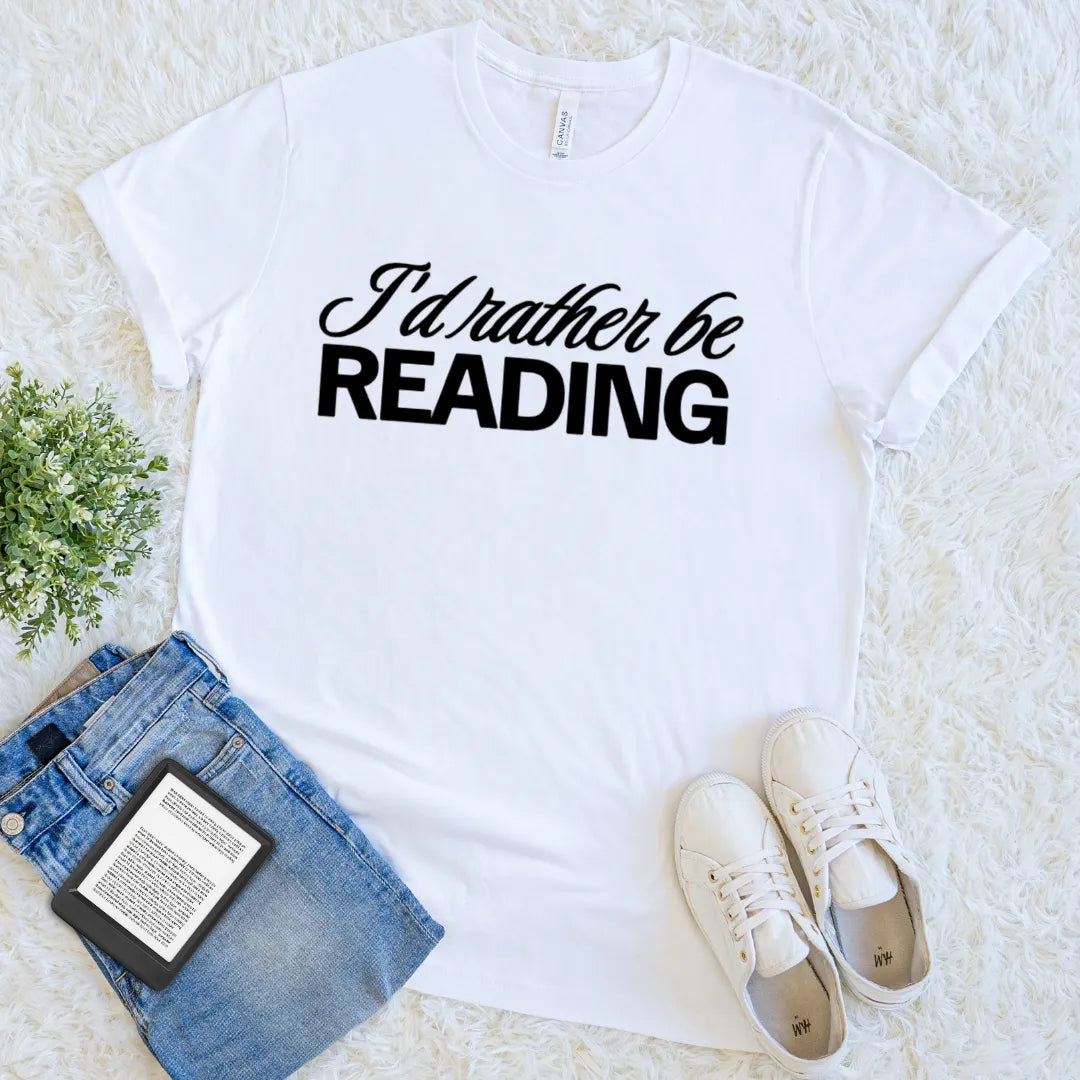 bold text book lover tee black and white