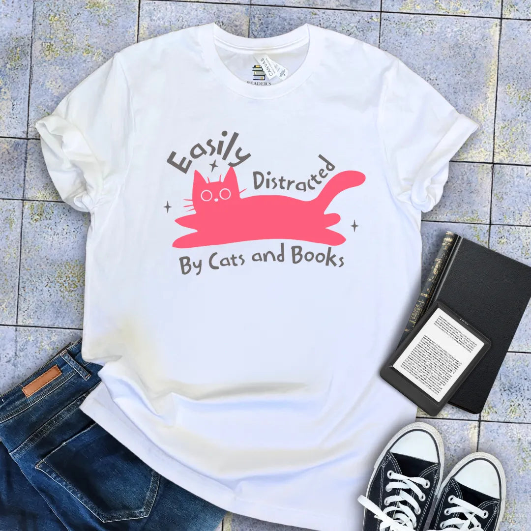 funny cat and book reading shirt