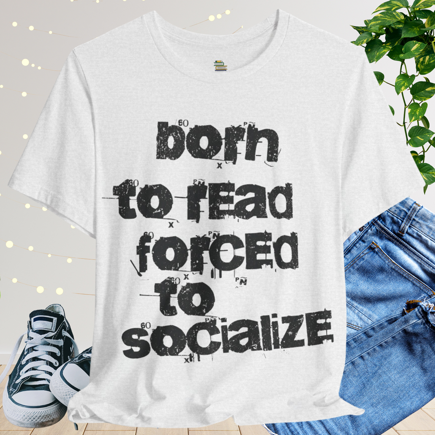 Born To Read Forced To Socialize Stencil Unisex T-shirt