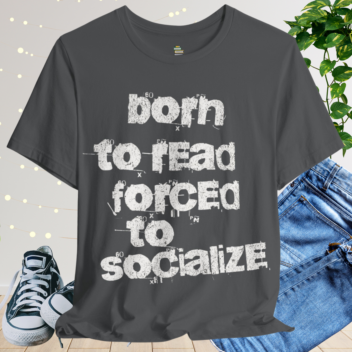 Born To Read Forced To Socialize Stencil Unisex T-shirt