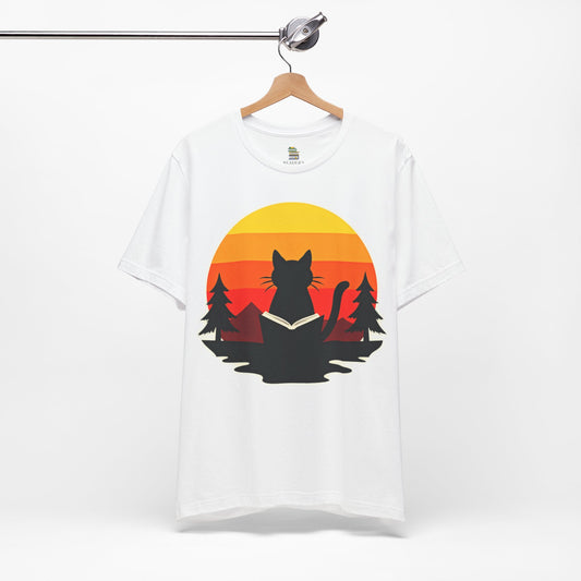 Sunset Cat Reading  Unisex T-shirt