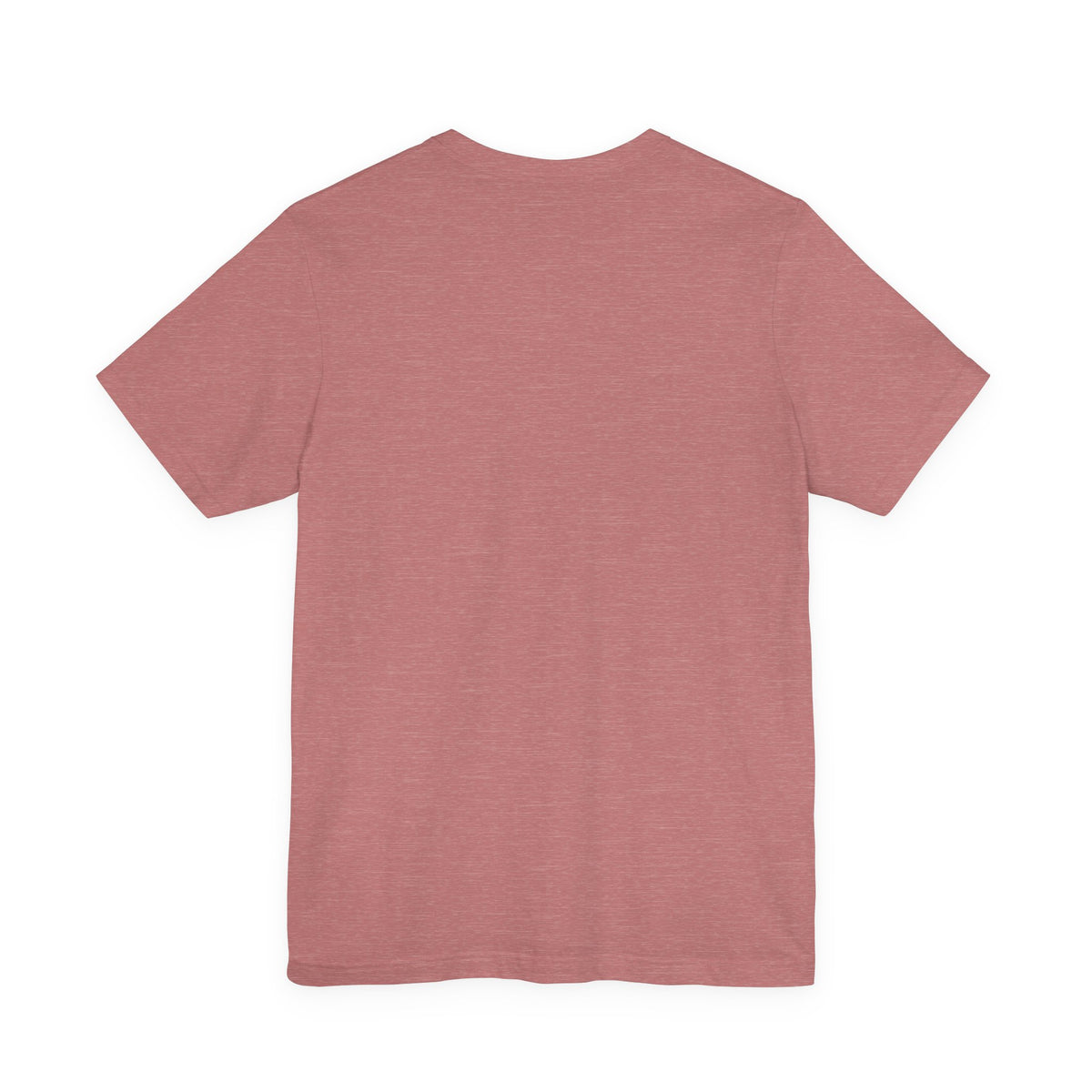 Back view of a plain heather mauve unisex reader T-shirt, showing the soft heathered fabric and relaxed silhouette