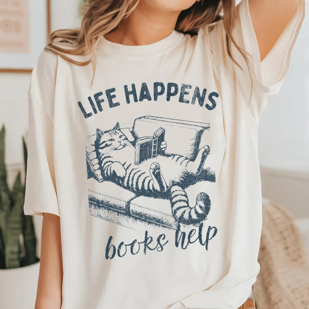 funny reading cat shirt for introverts