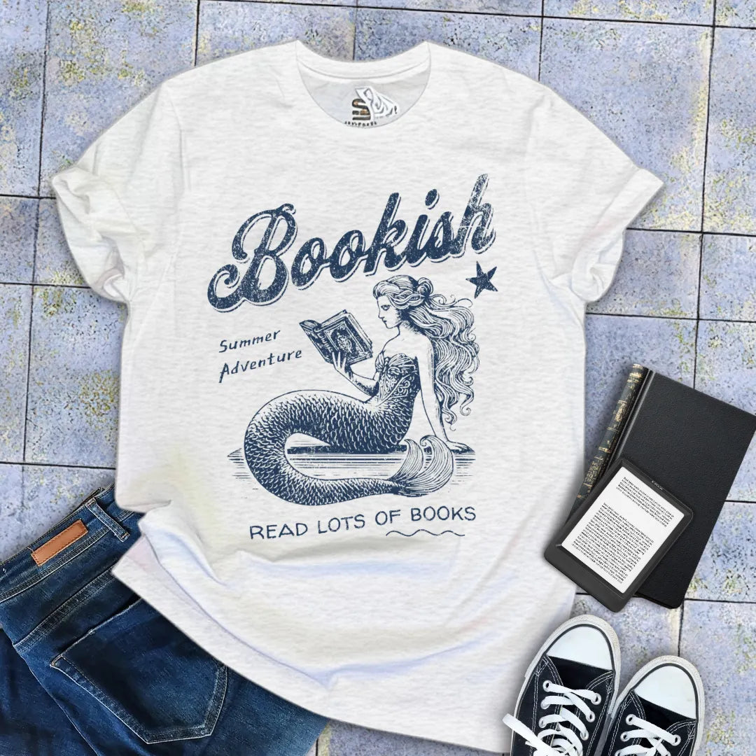 bookish mermaid reading shirt for summer readers