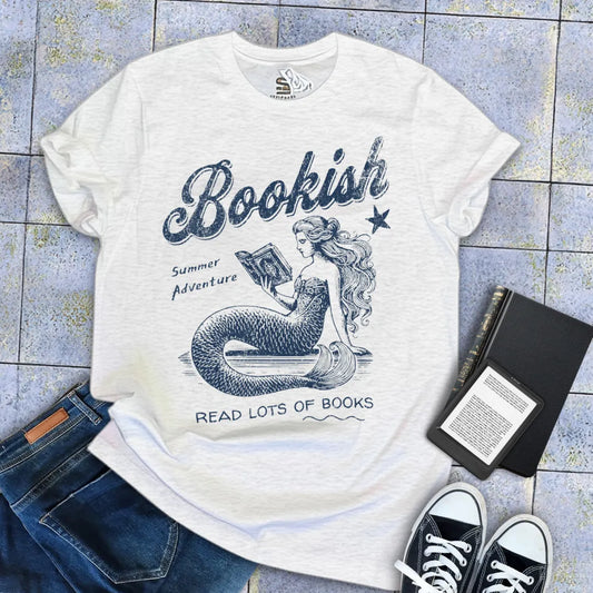 bookish mermaid reading shirt for summer readers