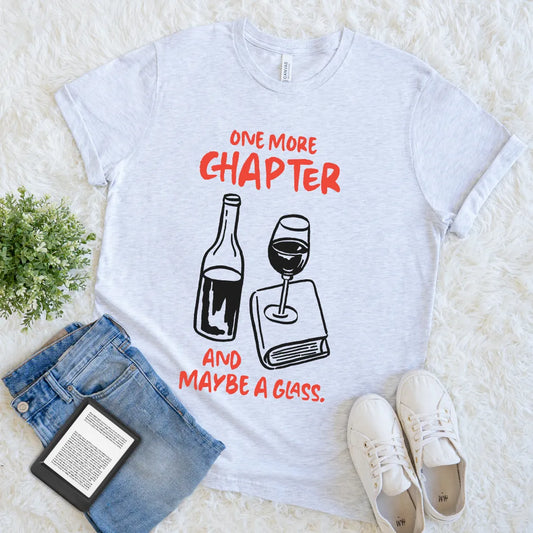 funny book and wine t-shirt with bottle and glass