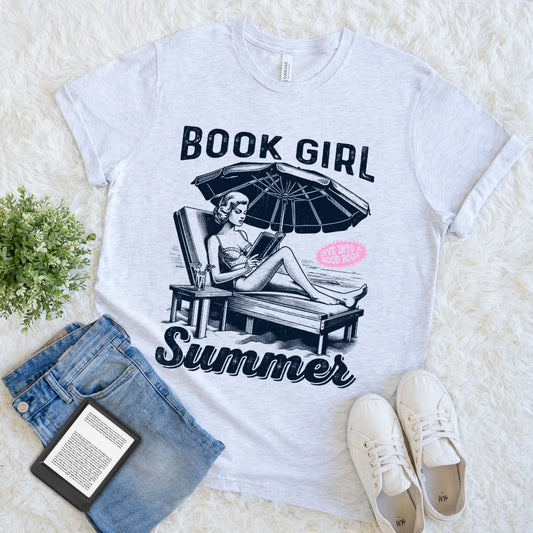 book girl summer vintage t-shirt