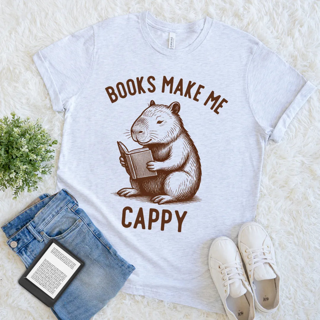 funny capybara reading book t-shirt
