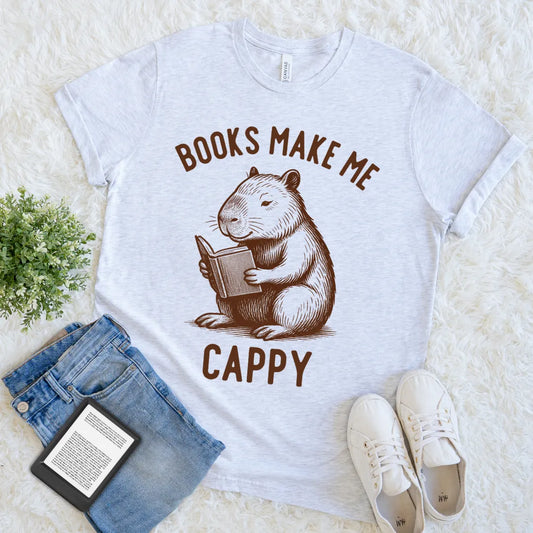 funny capybara reading book t-shirt