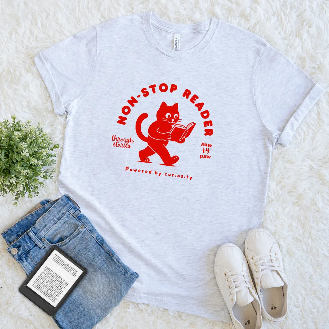 funny literary introvert tee with cute kitty design
