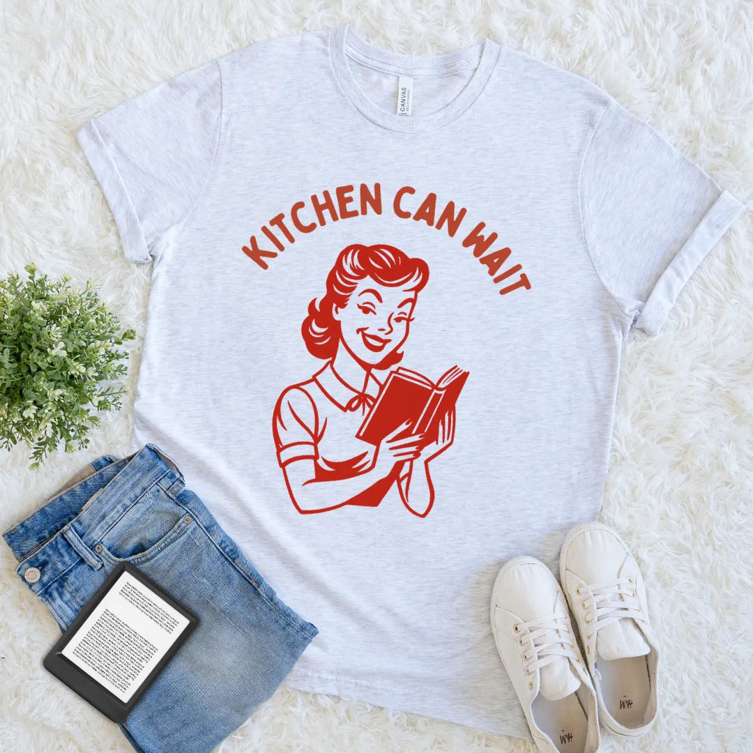 funny vintage reader shirt with retro housewife
