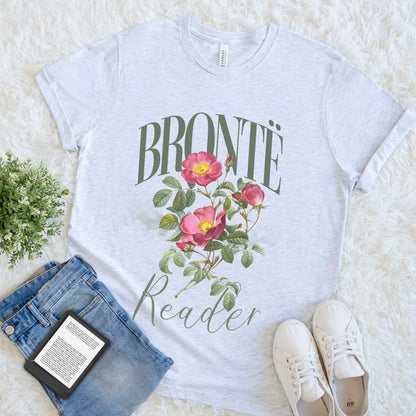 Brontë Reader T-Shirt — Romantic Classic Literature Floral Book Lover Tee