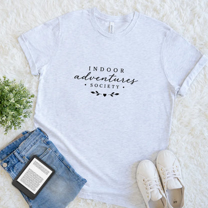 Soft ash gray introvert reader shirt with bookish aesthetic design