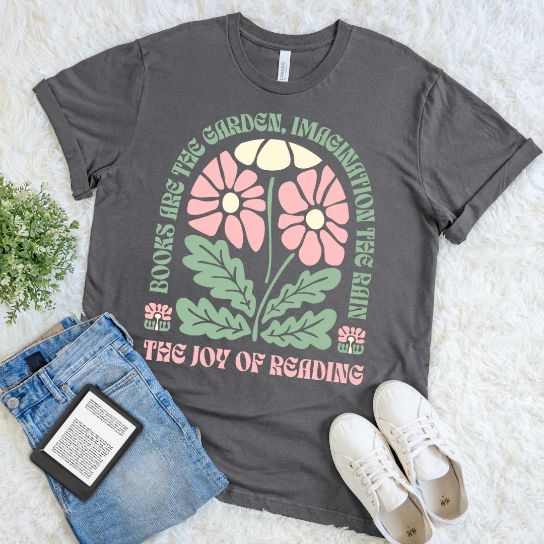 books are the garden imagination boho floral  t-shirt