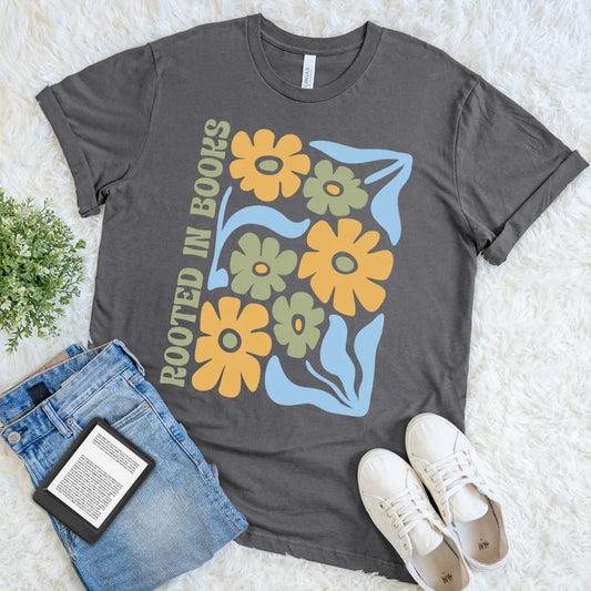retro floral reading shirt for book lovers