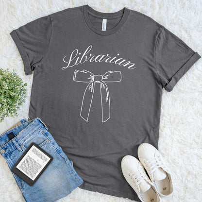 dark grey bookish coquette tee for readers and library lovers