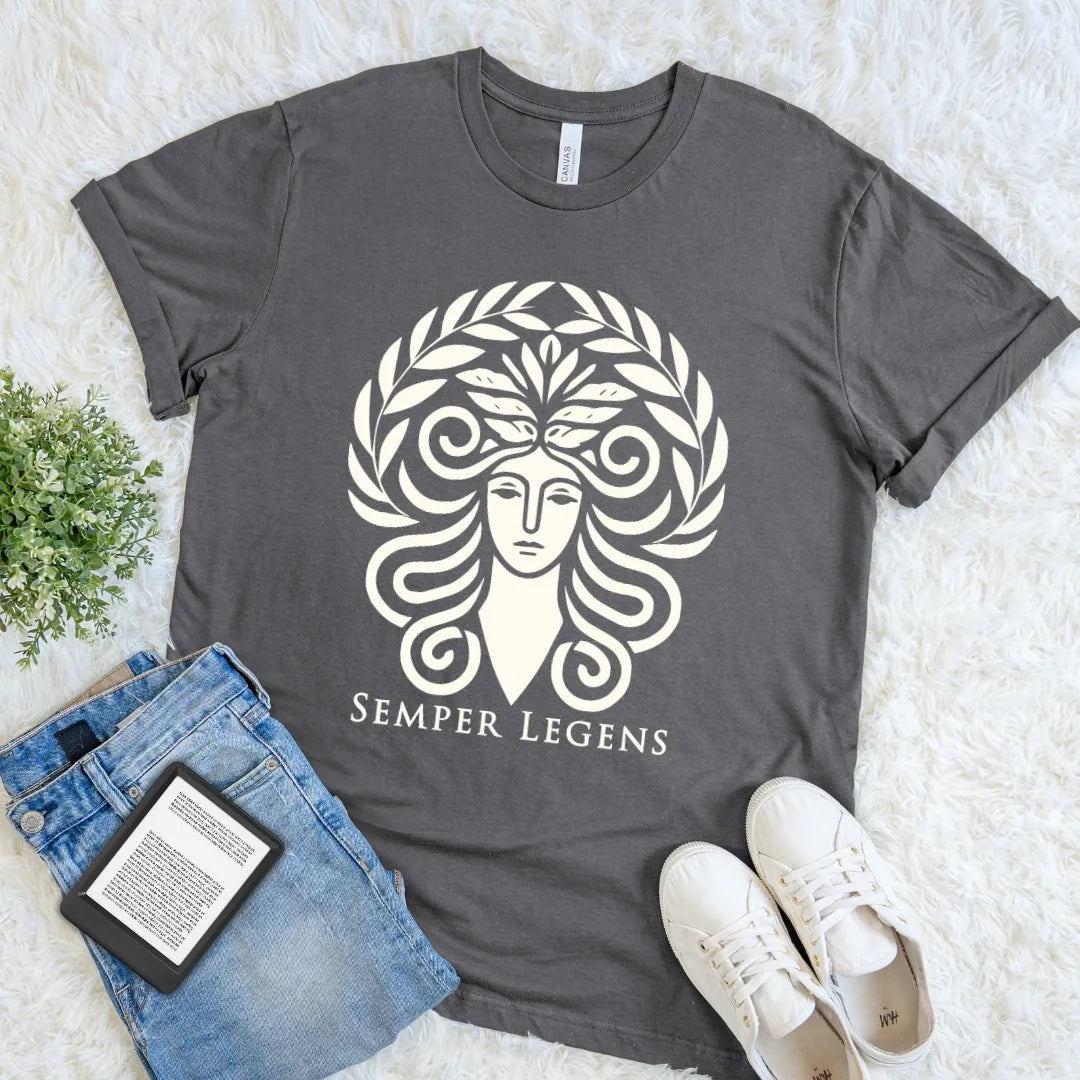 Asphalt Semper Legens Always Reading Latin book lover T-shirt