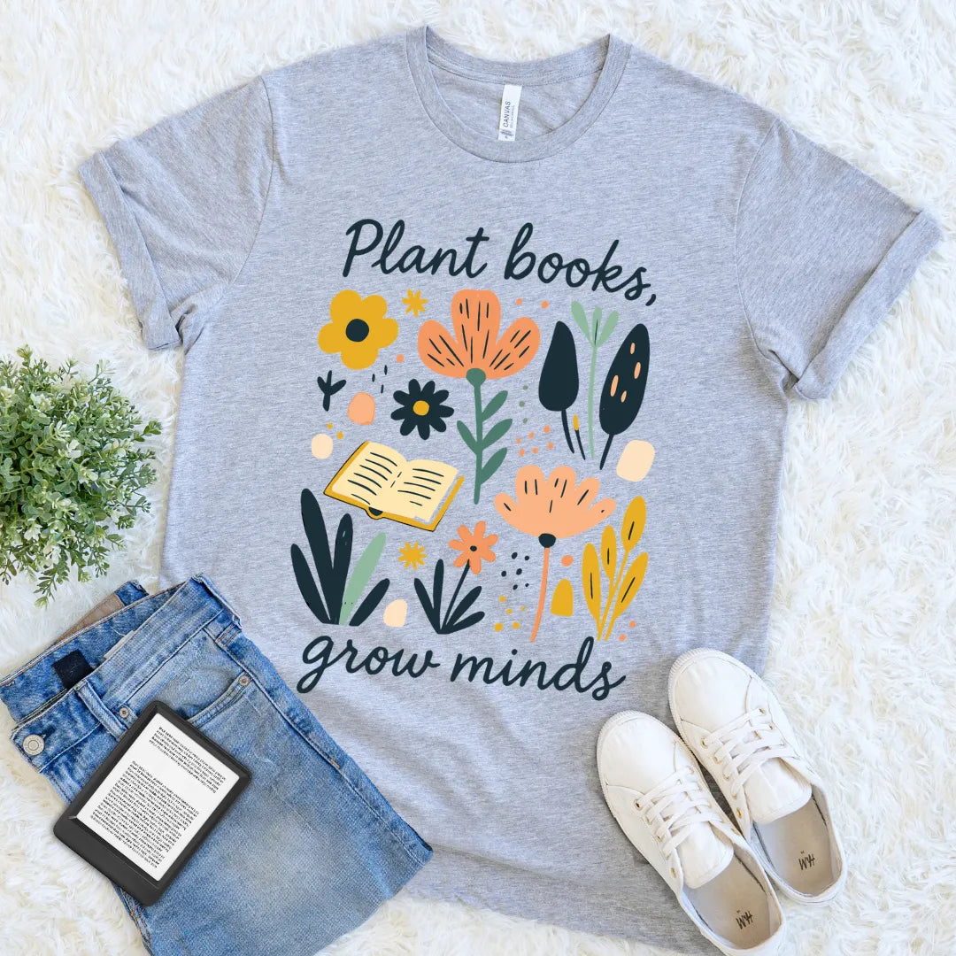 doodle vintage garden themed book tee for introverts