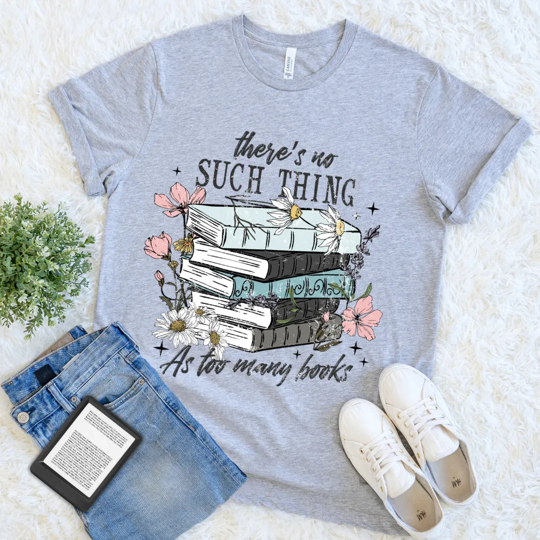 book hoarder shirt with pastel floral design