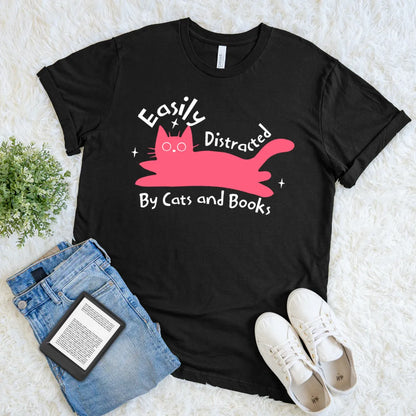 quirky pink cat tee for introverted readers