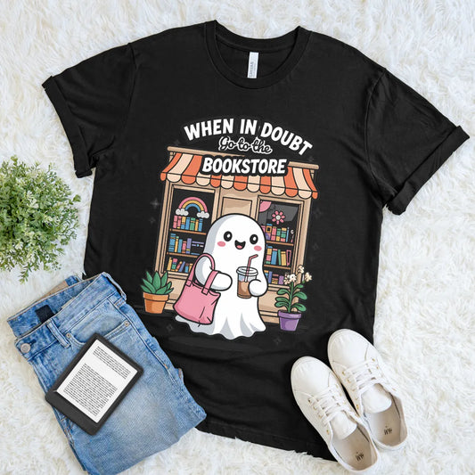 cute ghost bookstore shirt for introverts