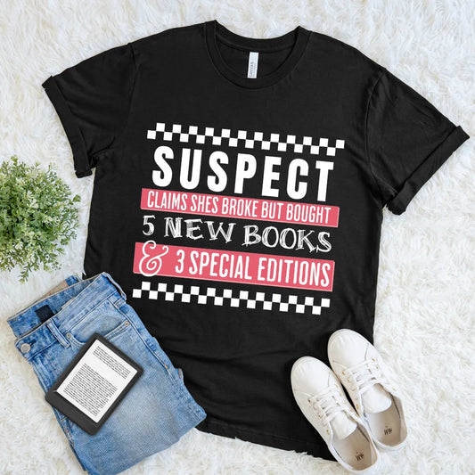 special edition book addict tee with checkered style