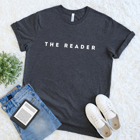 
the reader text shirt – simple bookish tee